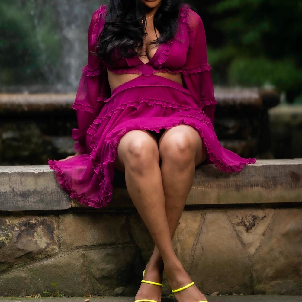 Akira plum/ dark purple cocktail hour dress